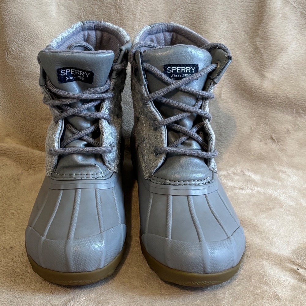 Sperry Kids Saltwater Grey Quilted Wool Duck Boots SCK165867 Size 1M